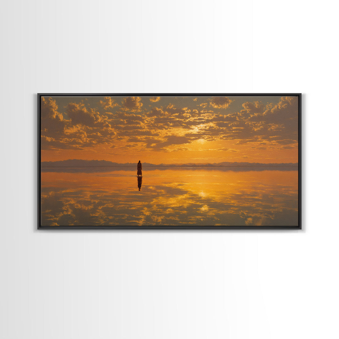 Golden Refuge, Framed Canvas Print, Christian Art Painting, Jesus Canvas Art, Christmas Wall Art, Christian Decor, Modern Christian Art