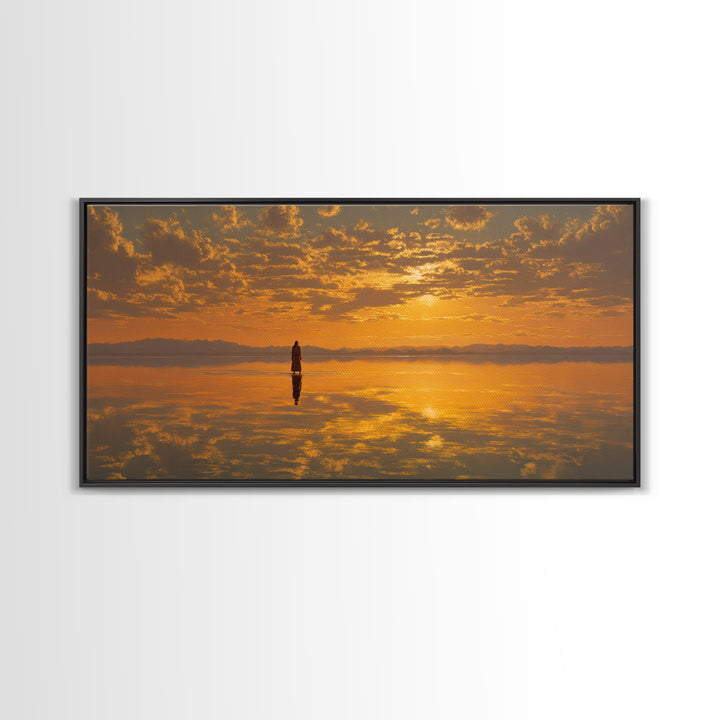 Golden Refuge, Framed Canvas Print, Christian Art Painting, Jesus Canvas Art, Christmas Wall Art, Christian Decor, Modern Christian Art