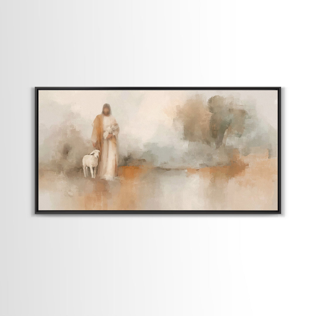 Soft Mercy Walk, Framed Canvas Print, Christian Art Canvas, Jesus Art Print, Christmas Decor, Christian Wall Art, Subtle Christian Art