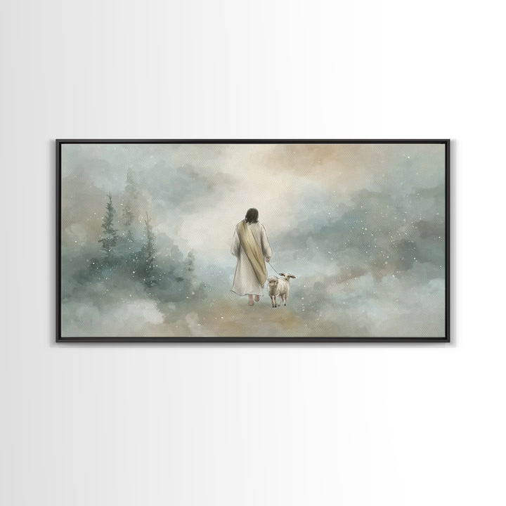 Heavenly Walk – Framed Canvas Print – Christian Art Canvas – Jesus Painting – Christian Wall Art – Christmas Art Work – Christian Decor