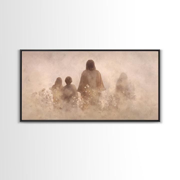 Silent Meadow Light – Framed Canvas Print – Christian Wall Art – Christian Art Canvas – Jesus Painting – Christmas Wall Art – Christian Gif