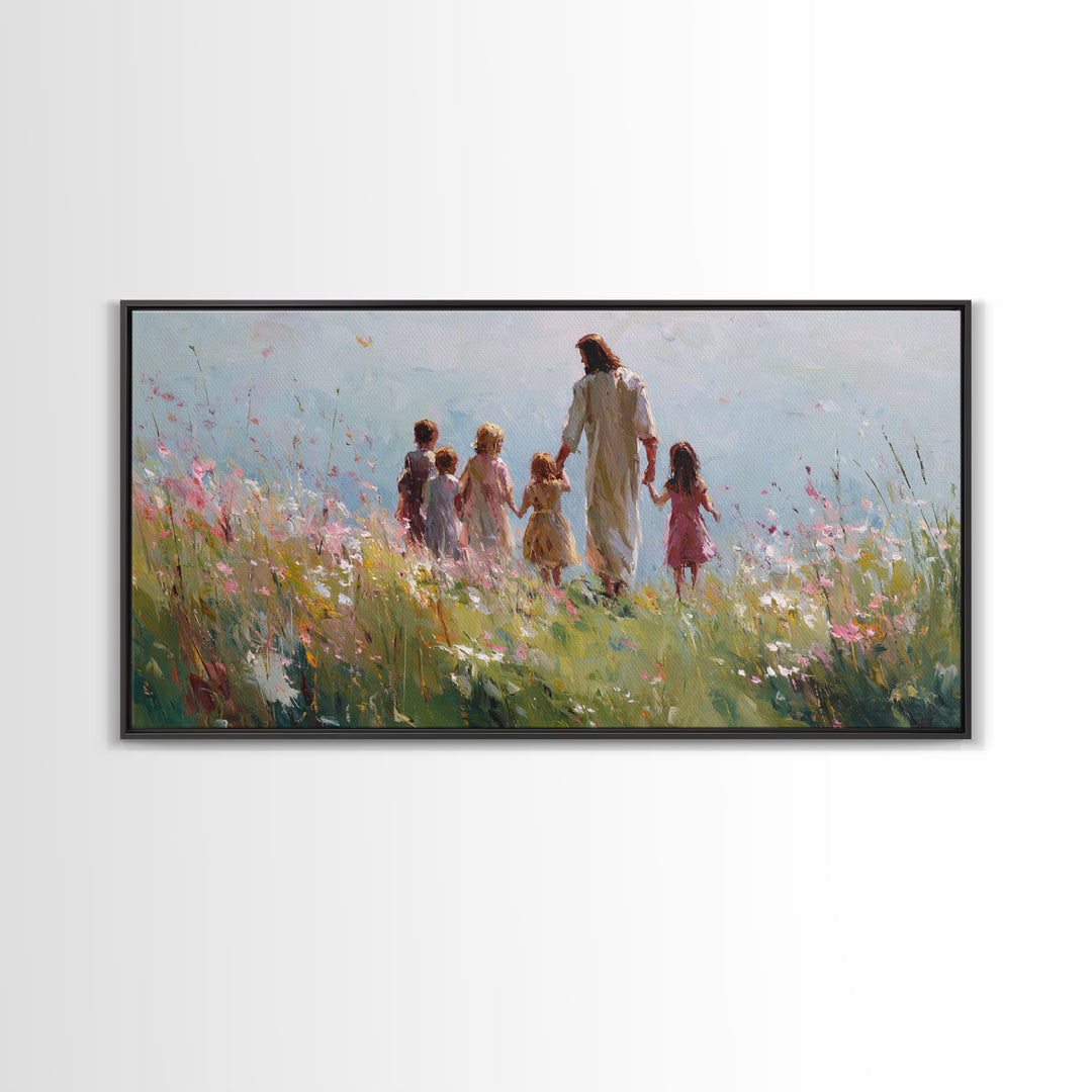 Field Of Blessings, Framed Canvas Print, Christian Art Canvas, Christian Wall Art, Jesus Painting, Christian Christmas Art, Christian Gift