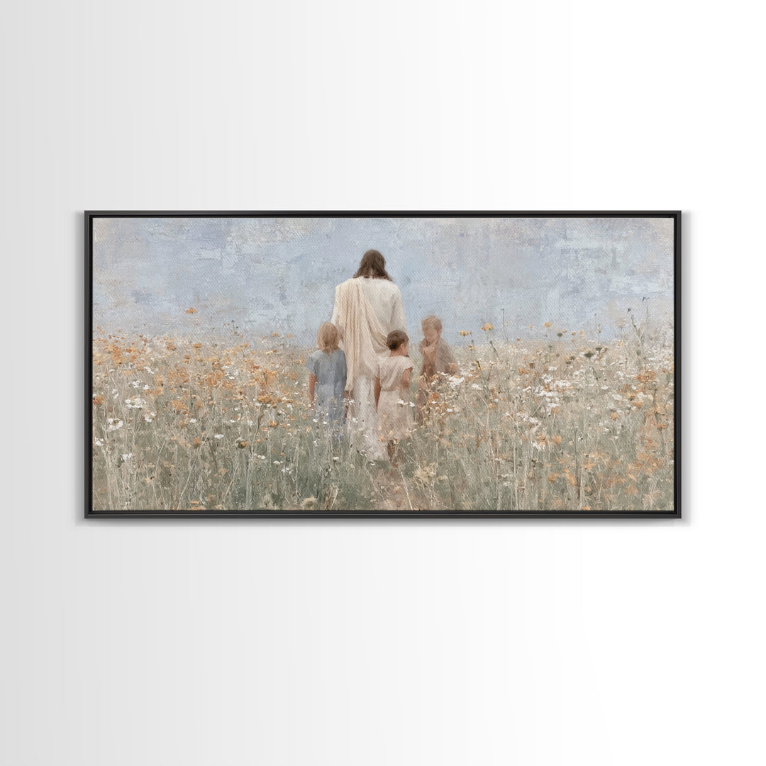 Floral Grace Path | Framed Canvas Print | Christian Wall Art | Christian Art Canvas | Jesus Painting | Christmas Art Prints | Christian Dec