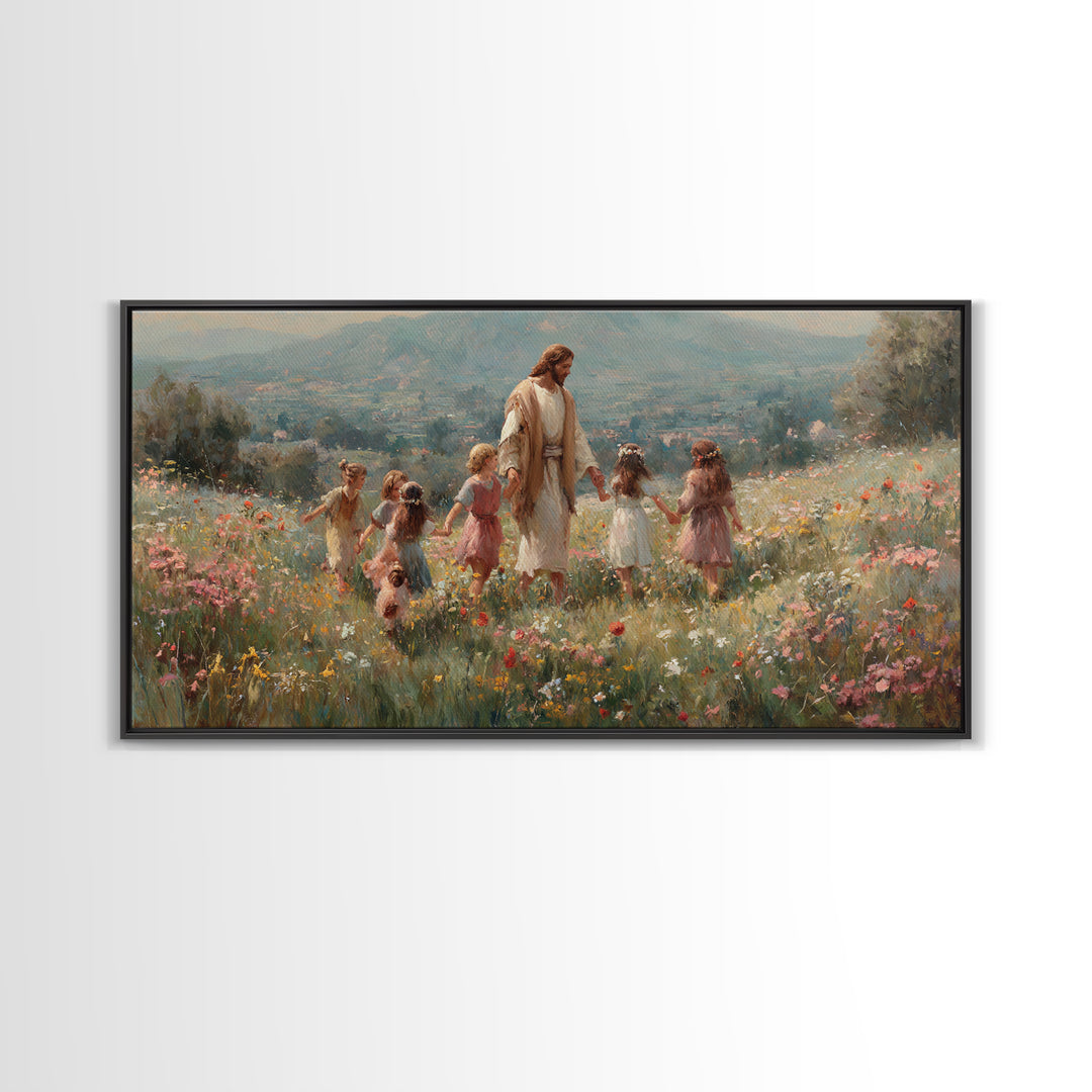 Garden Of Promise – Framed Canvas Print – Christian Art Canvas – Jesus Painting – Christian Wall Art – Christmas Art Prints – Christian Gif