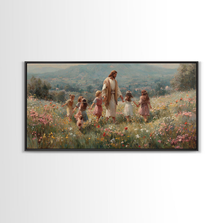 Garden Of Promise – Framed Canvas Print – Christian Art Canvas – Jesus Painting – Christian Wall Art – Christmas Art Prints – Christian Gif