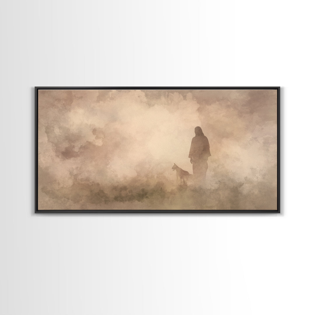 The Silent Shepherd – Framed Canvas Print – Christian Wall Art – Jesus Painting – Christian Art Canvas – Moody Christian Art – Christian De