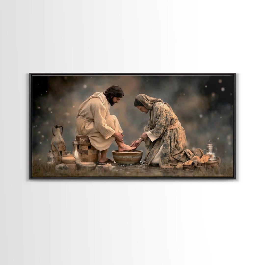 Humble Offering – Framed Canvas Print – Jesus Painting – Christian Art Canvas – Christian Wall Art – Vintage Christian Art – Christian Gift