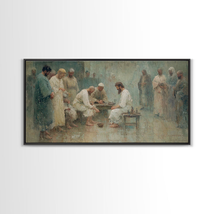 Gathered In Faith – Framed Canvas Print – Christian Art Canvas – Christian Wall Art – Jesus Painting – Subtle Christian Paintings – Christi