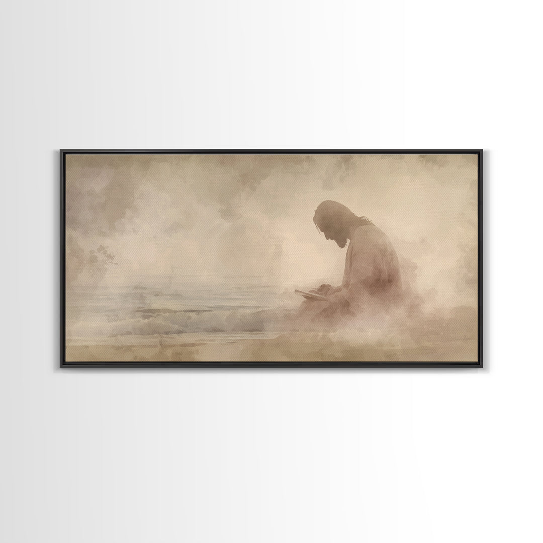 Quiet Harvest Light, Framed Canvas Print, Christian Wall Art, Christian Art Canvas, Abstract Christian Art, Moody Christian Art, Modern Jes