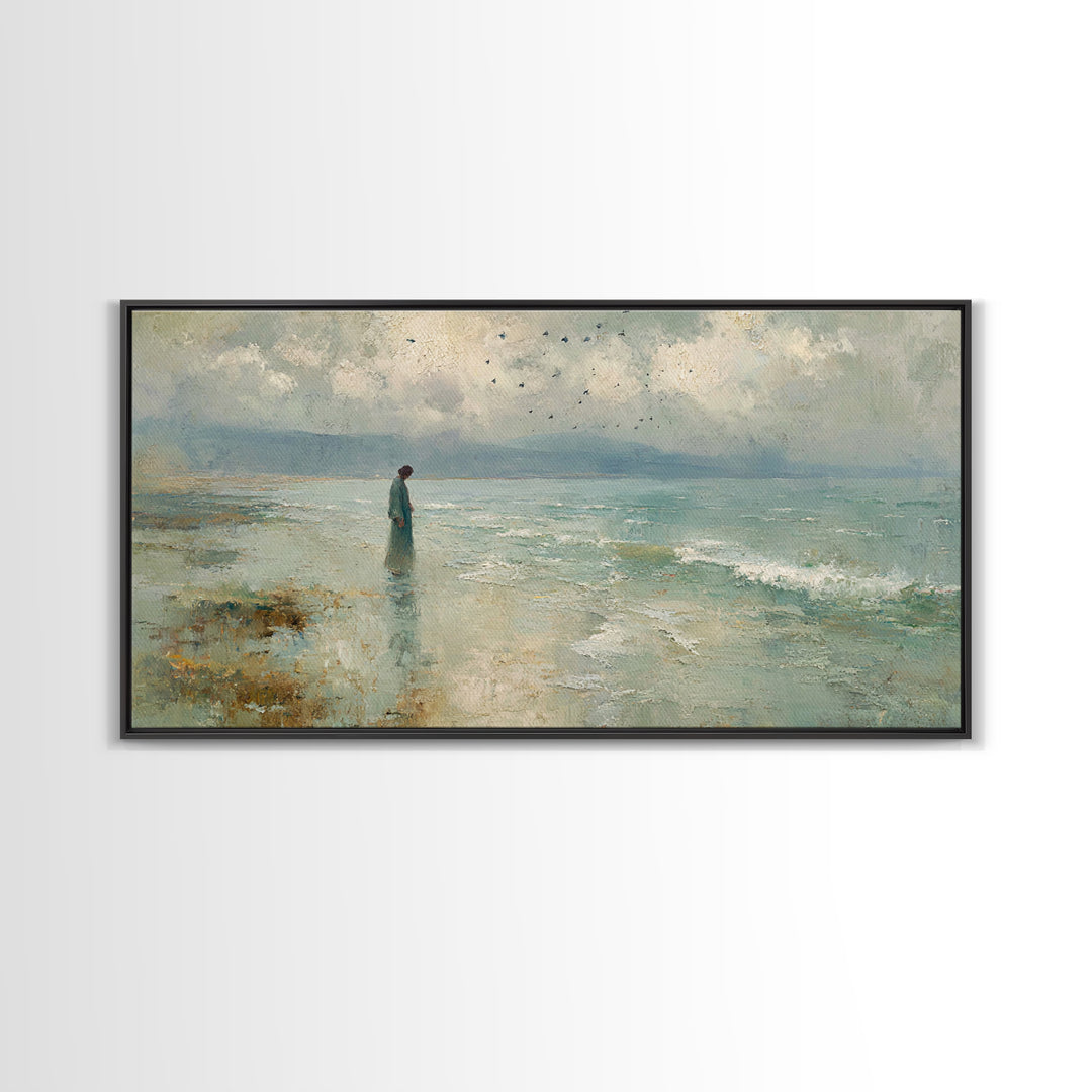 Haven of Peace | Framed Canvas Print | Christian Wall Art | Jesus Canvas Art | Modern Christian Painting | Blue Christian Art | Christian G