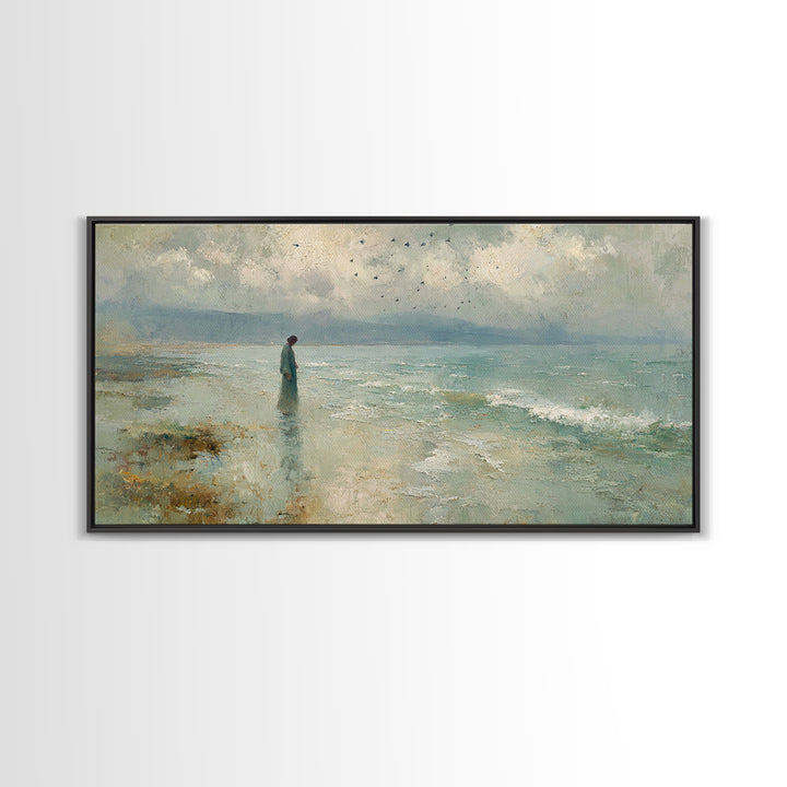 Haven of Peace | Framed Canvas Print | Christian Wall Art | Jesus Canvas Art | Modern Christian Painting | Blue Christian Art | Christian G