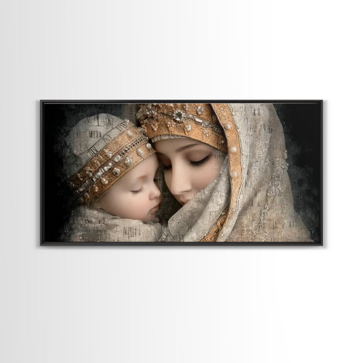 Holy Mother Grace | Framed Canvas Print | Mary and Jesus Painting | Christian Wall Art | Christian Art Print | Vintage Christian Art | Chri