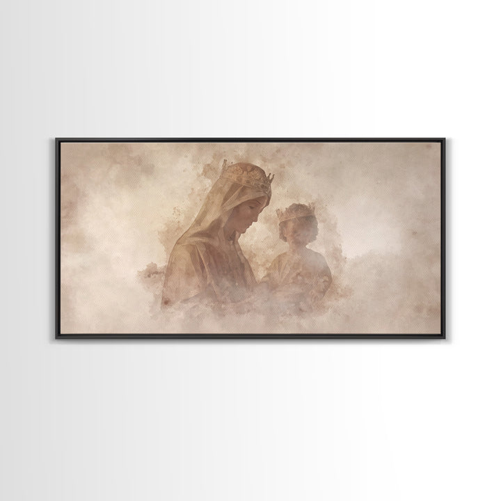 Crowned Serenity | Framed Canvas Print | Christian Wall Art | Vintage Christian Art | Christian Art Canvas | Christian Christmas Art | Jesu