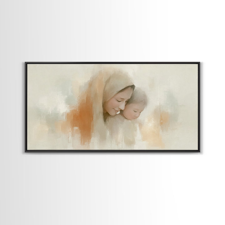 Gentle Dawn – Framed Canvas Print – Christian Art Canvas – Christian Wall Art – Mary And Jesus Painting – Christmas Art – Christian Christm