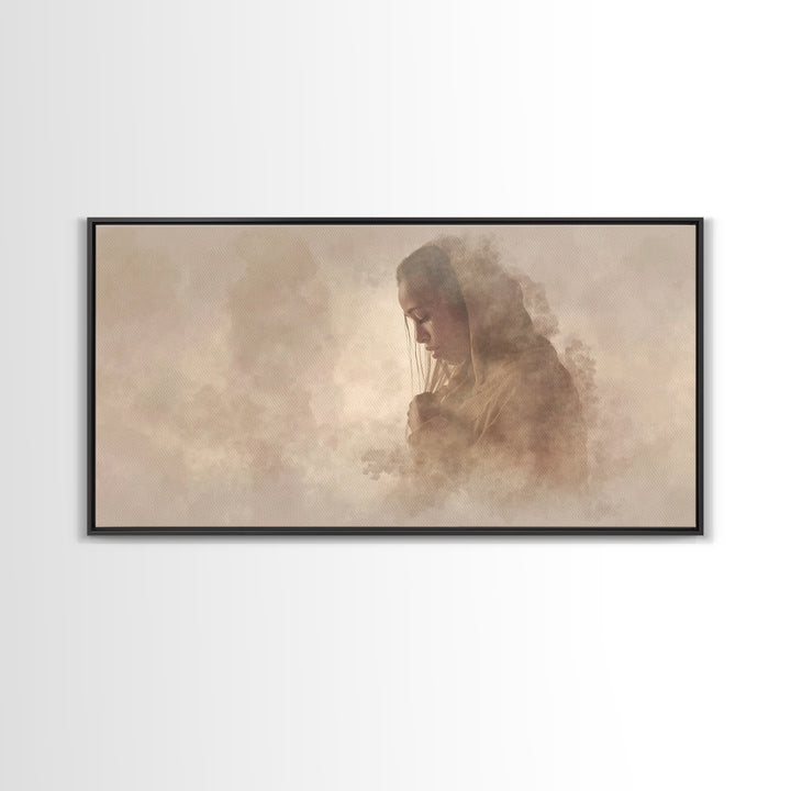 Sacred Stillness – Framed Canvas Print – Christmas Art – Christian Art Canvas – Large Christian Art – Jesus Painting – Christian Wall Art