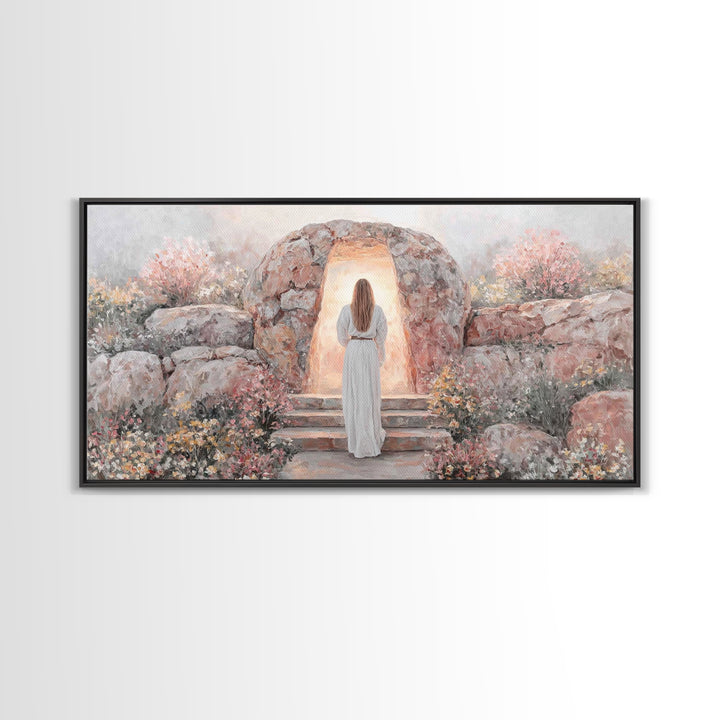 Path Of Light – Framed Canvas Print – Christmas Art – Jesus Painting – Christian Art Canvas – Large Christian Art – Christian Wall Art