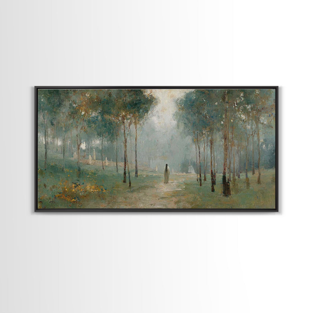 Morning Hope Trail – Framed Canvas Print – Christian Wall Art – Christian Art Canvas – Moody Christian Art – Christmas Art – Art Print