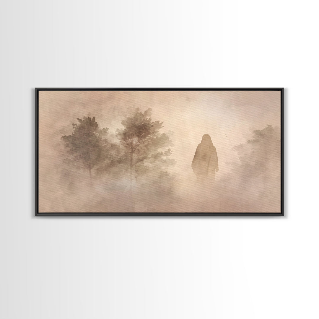 Silent Dawn Walk – Framed Canvas Print – Christian Wall Art – Christian Art Canvas – Jesus Painting – Christian Christmas Art – Art Print