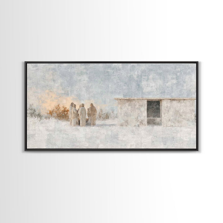 Humble Manger Night – Framed Canvas Print – Christian Wall Art – Christian Art Canvas – Jesus Christmas Art – Christmas Art – Art Print