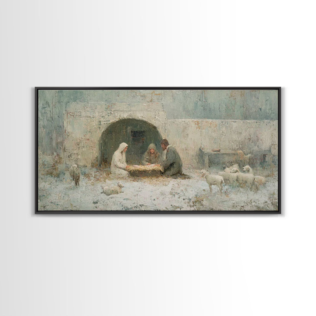 Bethlehem Peace – Framed Canvas Print – Christian Wall Art – Vintage Christian Art – Christian Art Canvas – Birth Of Jesus Painting
