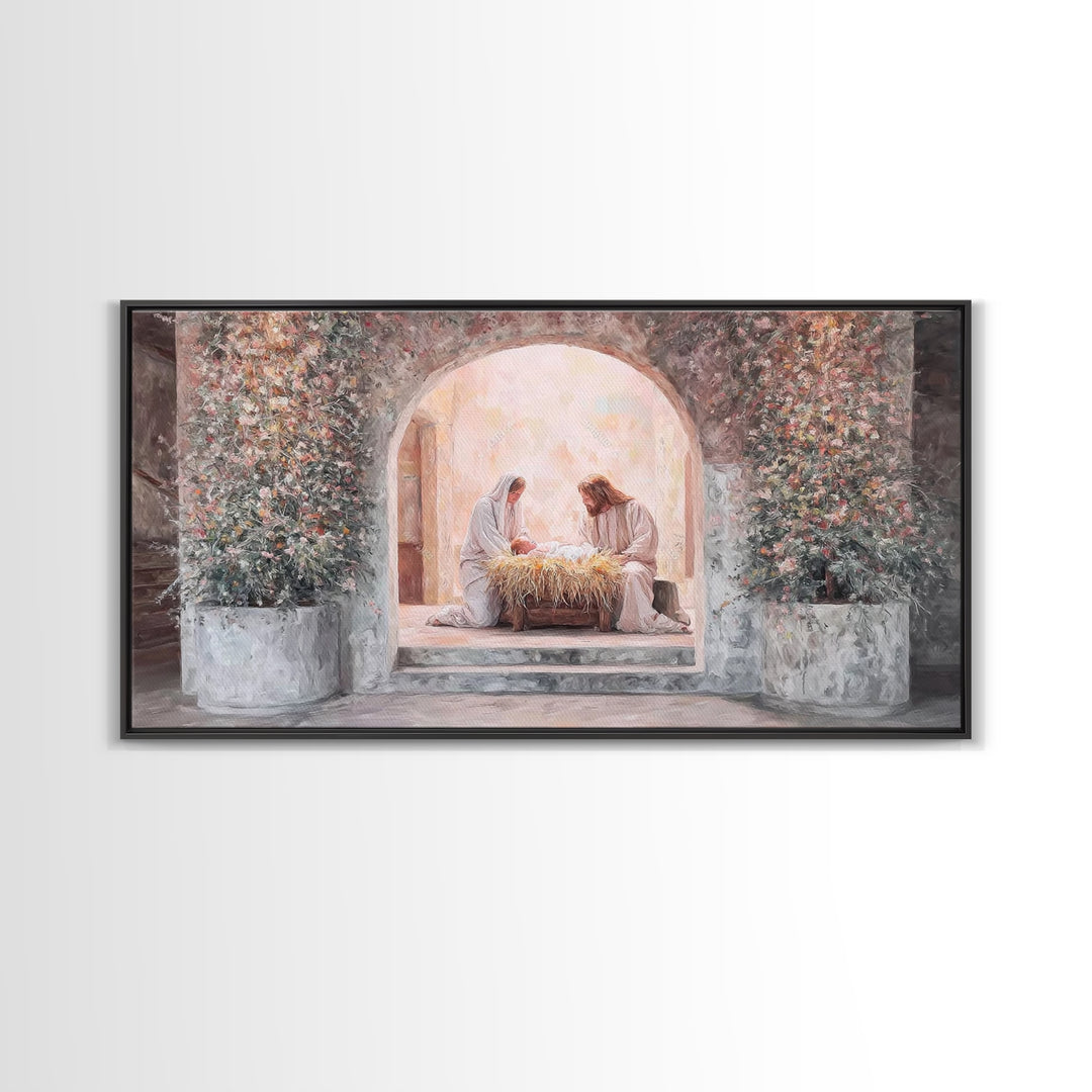 Radiant Nativity – Framed Canvas Print – Christian Christmas Art – Christian Art Canvas – Jesus Painting – Christian Decor For Home