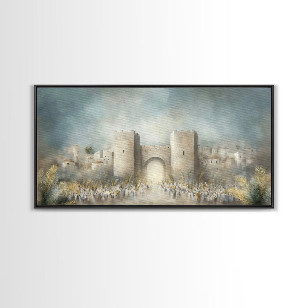 Triumphal Entry – Framed Canvas Print – Christian Art Canvas – Christian Painting – Christian Wall Art – Christian Christmas Decor