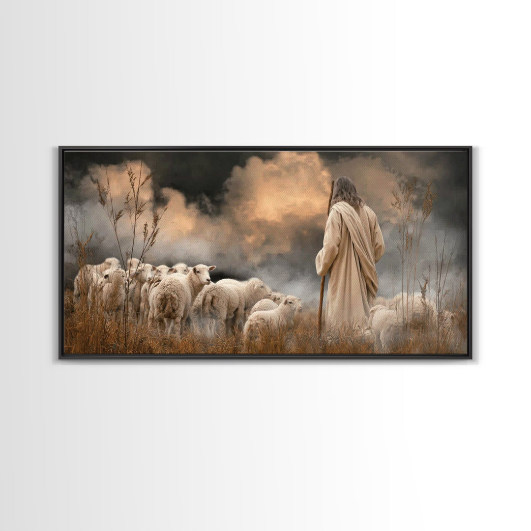 Hillside Hope | Framed Canvas Print | Christian Art Canvas | Christian Wall Art | Jesus Painting | Christian Christmas Art | Modern Christi