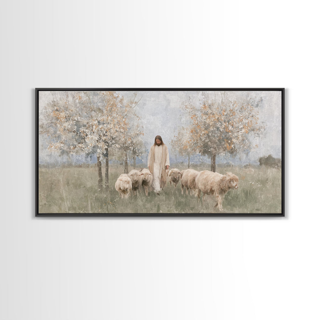 Shepherds Of Grace – Framed Canvas Print – Christian Wall Art – Jesus Painting – Christian Art Canvas – Christian Christmas Decor