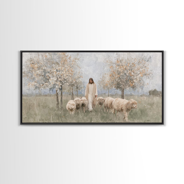 Shepherds Of Grace – Framed Canvas Print – Christian Wall Art – Jesus Painting – Christian Art Canvas – Christian Christmas Decor