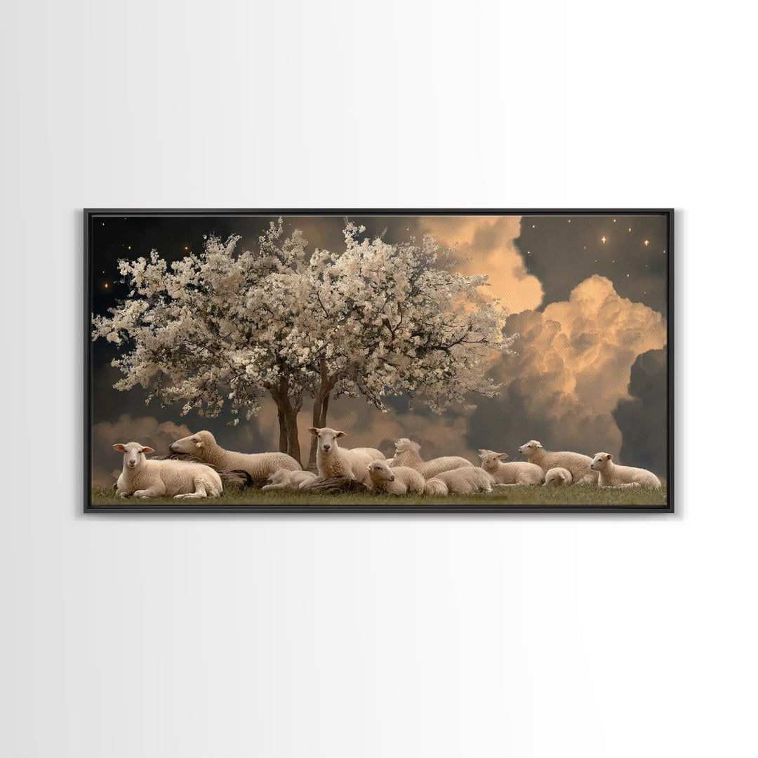 Silent Orchard Hope | Framed Canvas Print | Christian Art Work | Jesus Painting | Christian Christmas Decor | Large Christian Art