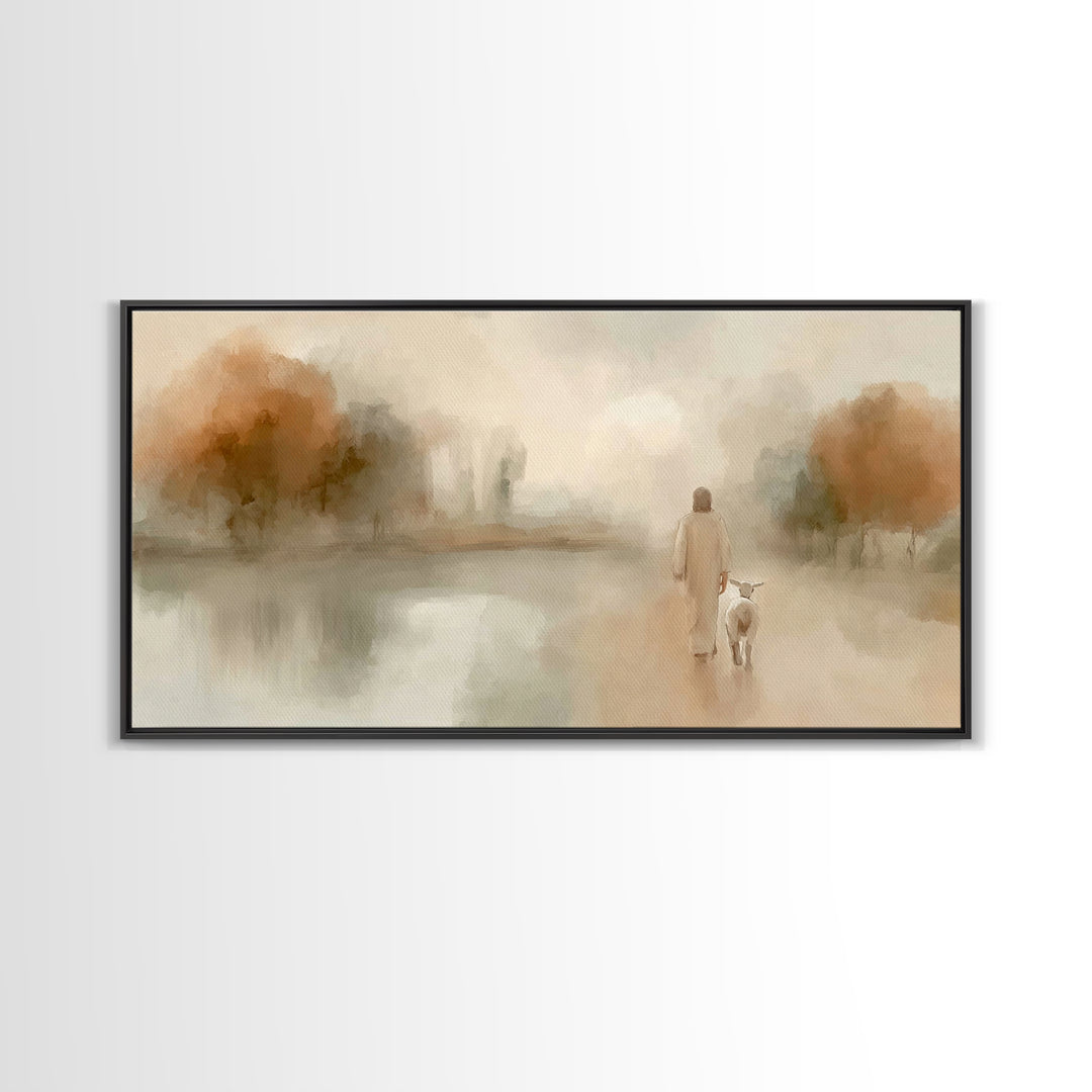 Quiet Redeemer – Framed Canvas Print – Christian Art Canvas – Jesus Painting – Christian Wall Art – Minimalist Christian Art – Christian Gi