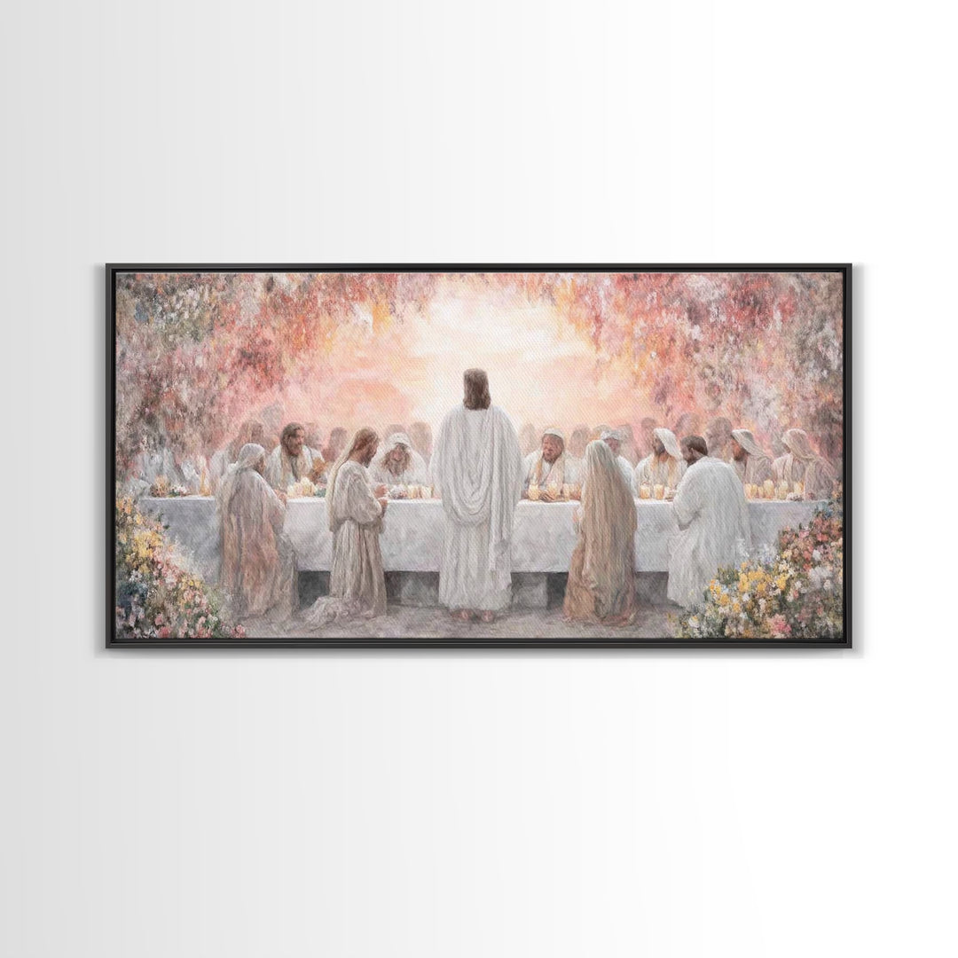 Radiant Supper | Framed Canvas Print | Christian Wall Art | Jesus Painting | Christian Christmas Art | Christian Art Canvas