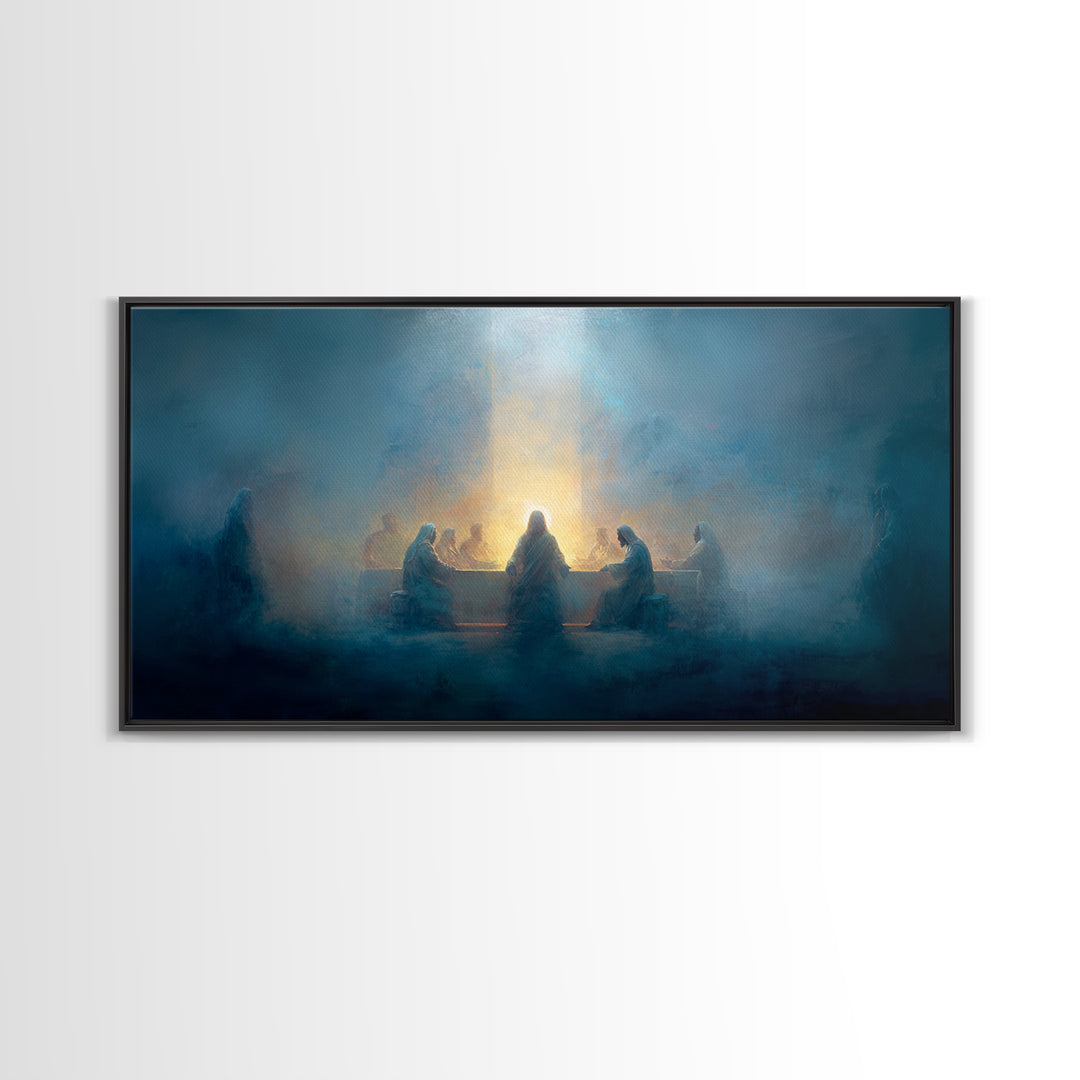 Sacred Communion, Framed Canvas Print, Christian Art Canvas, Christian Painting, Jesus Christmas Art, Christmas Wall Art