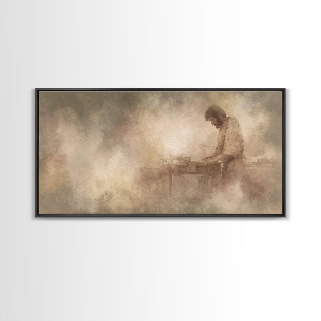 Breadmaker’s Blessing – Framed Canvas Print – Christian Art Canvas – Christian Wall Art – Christian Decor – Christian Christmas Art – Jesus