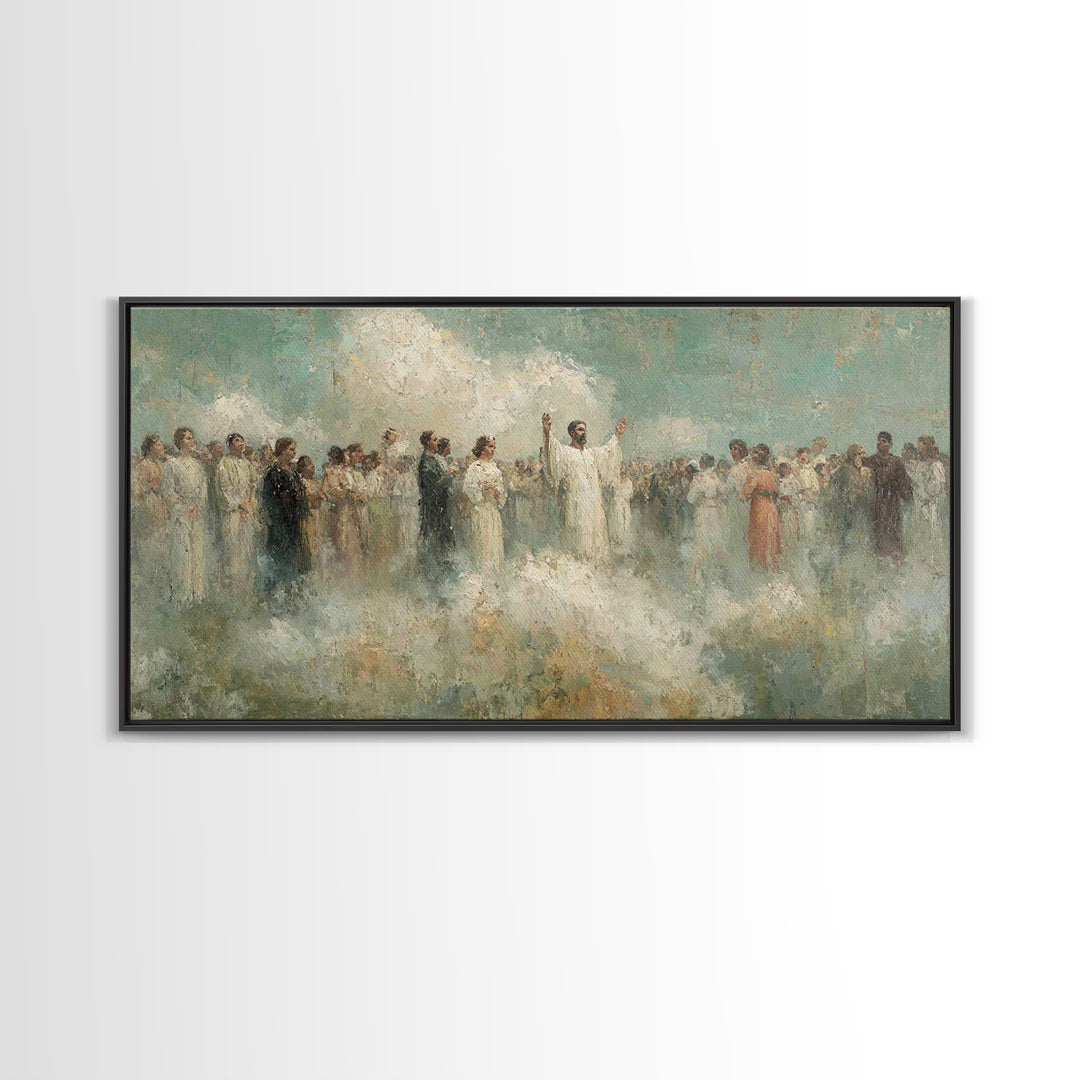 Heavenly Gathering – Framed Canvas Print – Christian Art Canvas – Christian Wall Art – Christian Christmas Art – Large Christian Painting –