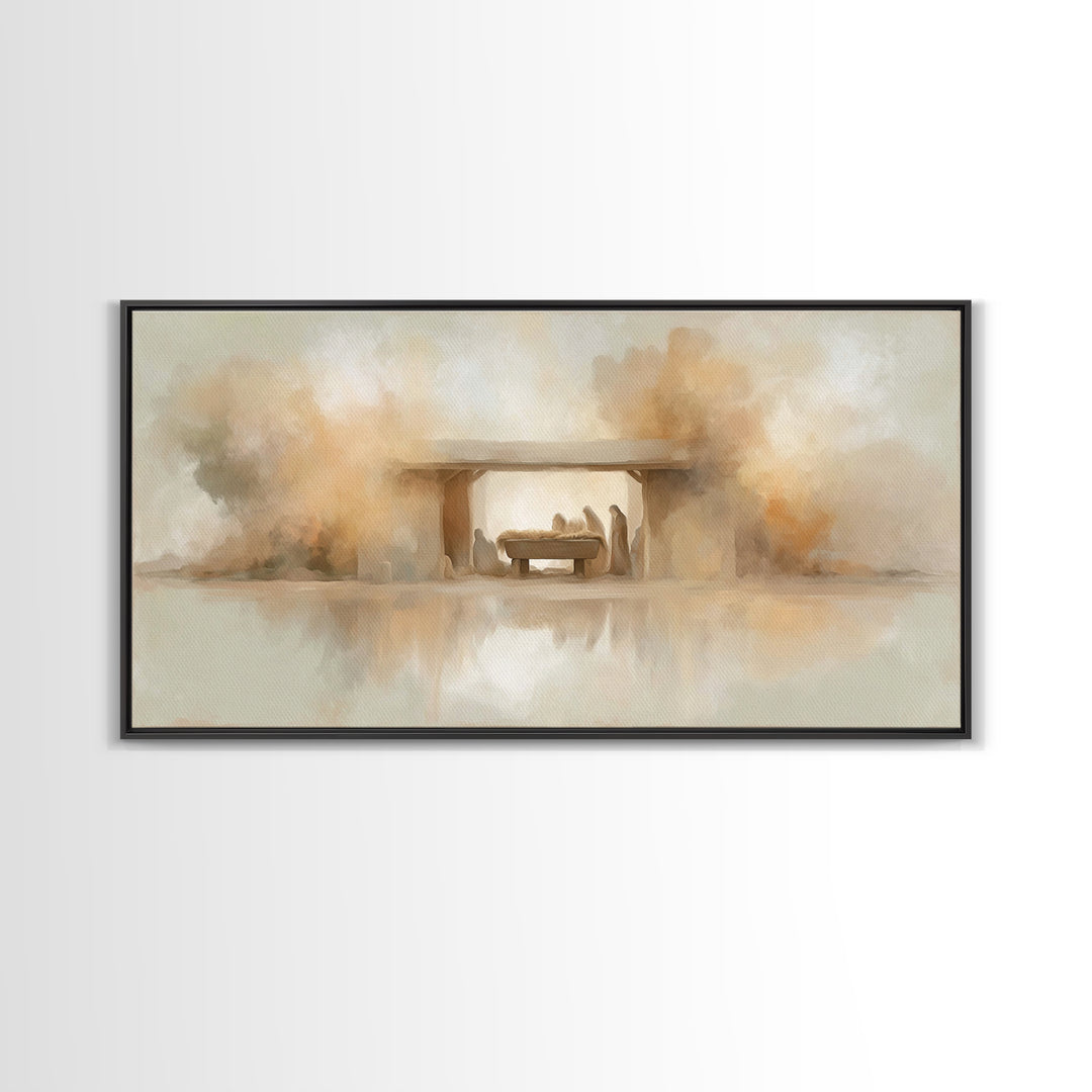 Nativity Dawn – Framed Canvas Print – Christian Christmas Art – Christmas Canvas Wall Art – Christian Wall Art – Modern Christian Art – Chr