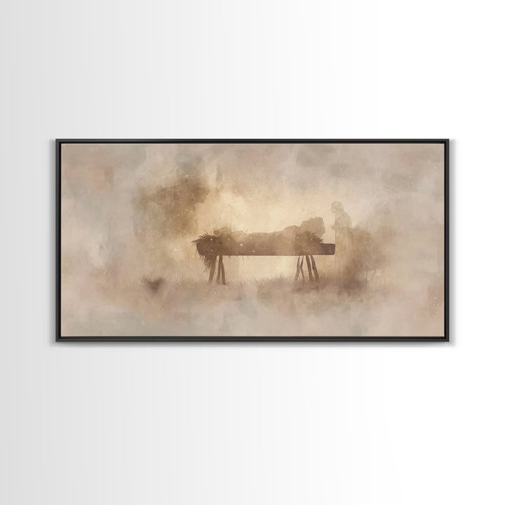 Holy Visitors, Framed Canvas Print, Christian Wall Art, Christian Christmas Art, Jesus Painting, Christmas Art, Christian Art Canvas