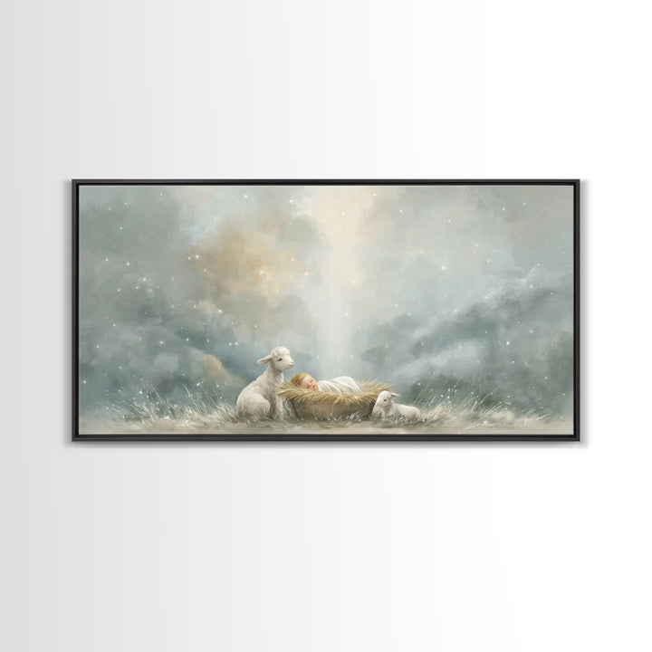 Lamb Of Peace – Framed Canvas Print – Christian Wall Art – Christian Art Canvas – Jesus Painting – Christian Christmas Art – Christmas Art
