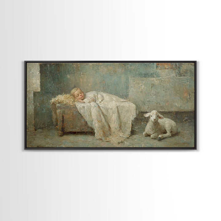 Silent Holy Rest – Framed Canvas Print – Christian Art Canvas – Christmas Wall Art – Jesus Painting – Christian Christmas Decor