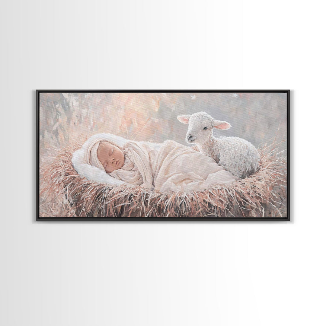 Light Of Nativity – Framed Canvas Print – Christian Art Canvas – Christian Christmas Art – Jesus Painting – Christmas Wall Art