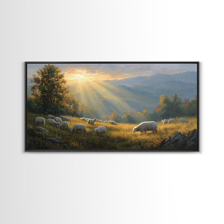 Holy Pasture Whisper | Framed Canvas Print | Christian Art | Christian Canvas Art | Jesus Painting | Christian Christmas | Christian Wall A