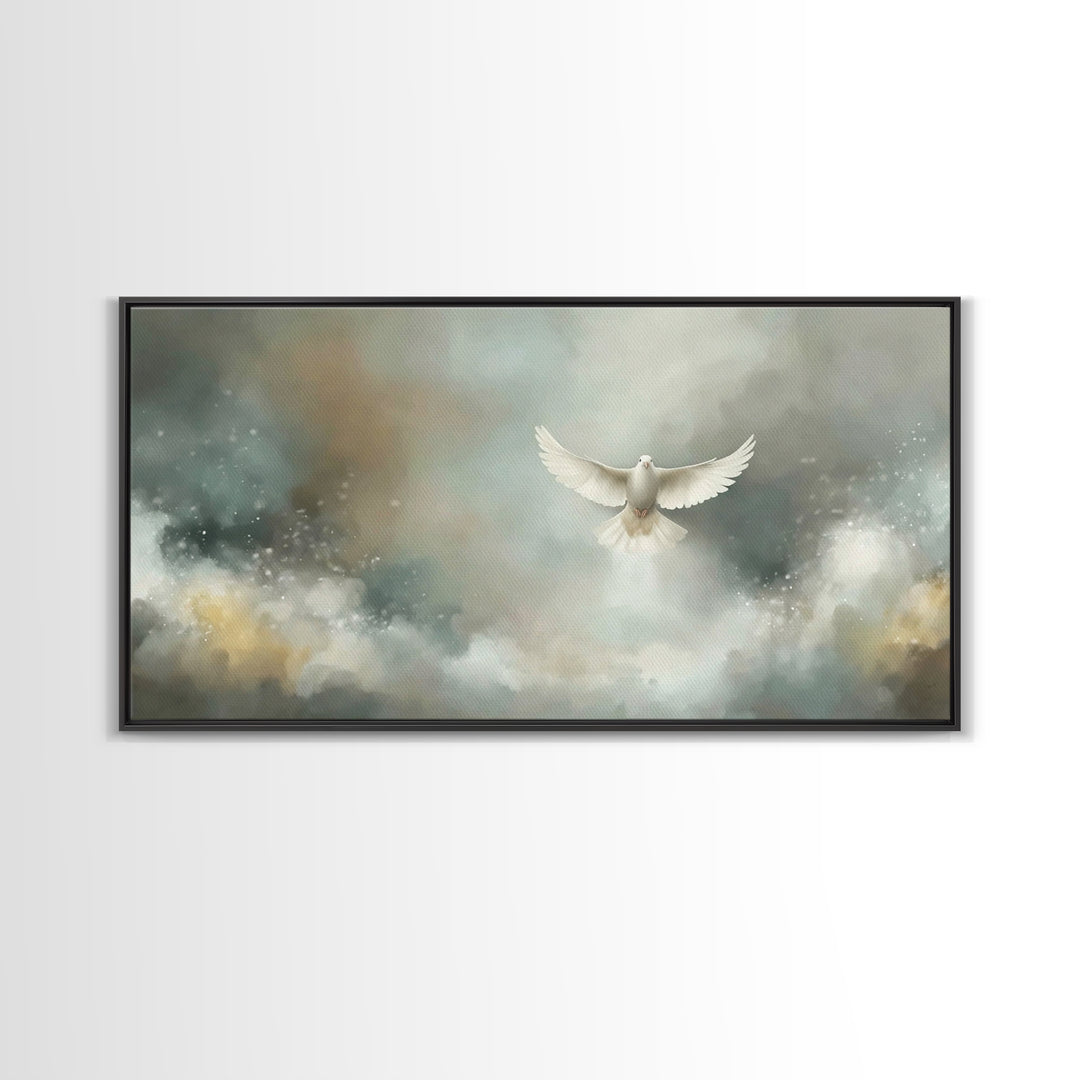 Cloudborne Peace – Framed Canvas Print – Christian Art Print – Blue Christian Art – Christian Decor For Home – Christmas Art
