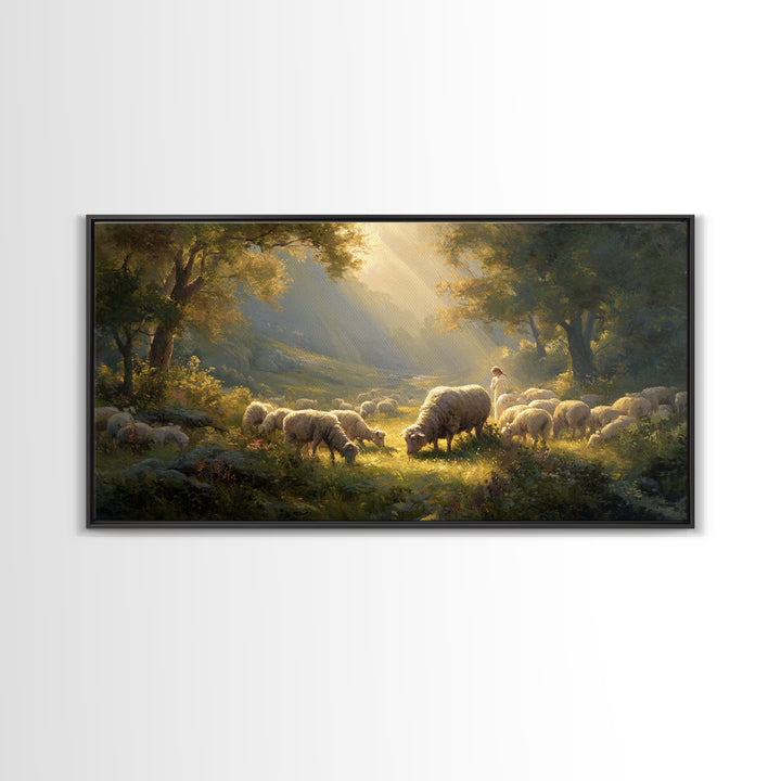 Shepherds Of Light – Framed Canvas Print – Christian Wall Art – Christian Art Canvas – Jesus Painting – Christmas Art – Christian Christmas