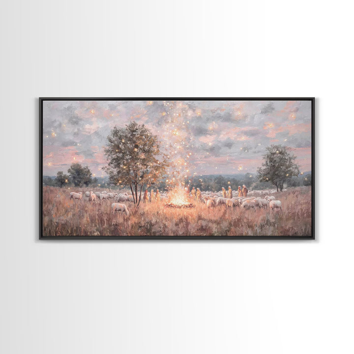 Glory In The Field | Framed Canvas Print | Christian Art Canvas | Christmas Art | Christian Wall Art | Jesus Painting | Christian Christmas