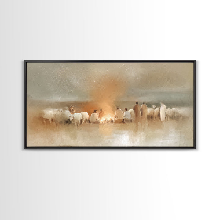 Starborn Vigil | Framed Canvas Print | Christian Wall Art | Christmas Art | Jesus Painting | Christian Christmas Art | Christian Art Canvas