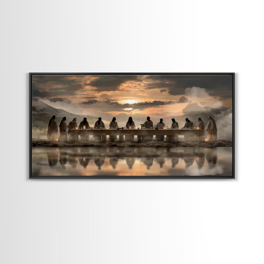 Sacred Supper Horizon – Framed Canvas Print – Christian Wall Art – Christian Art Canvas – Jesus Painting – Christian Christmas Art – Christ