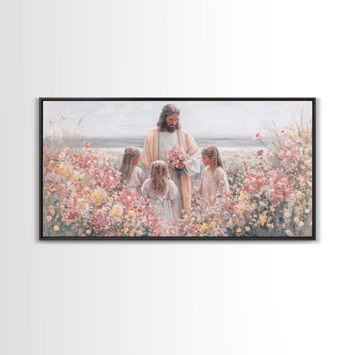 Blossoms Of Grace – Framed Canvas Print – Christian Wall Art – Jesus Painting – Christian Art Canvas – Christian Decor – Christian Gift Ide