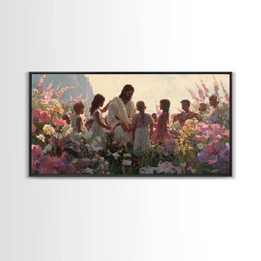 Children Of Hope – Framed Canvas Print – Christian Art Canvas – Jesus Painting – Christian Wall Art – Christian Christmas Art – Vintage Chr