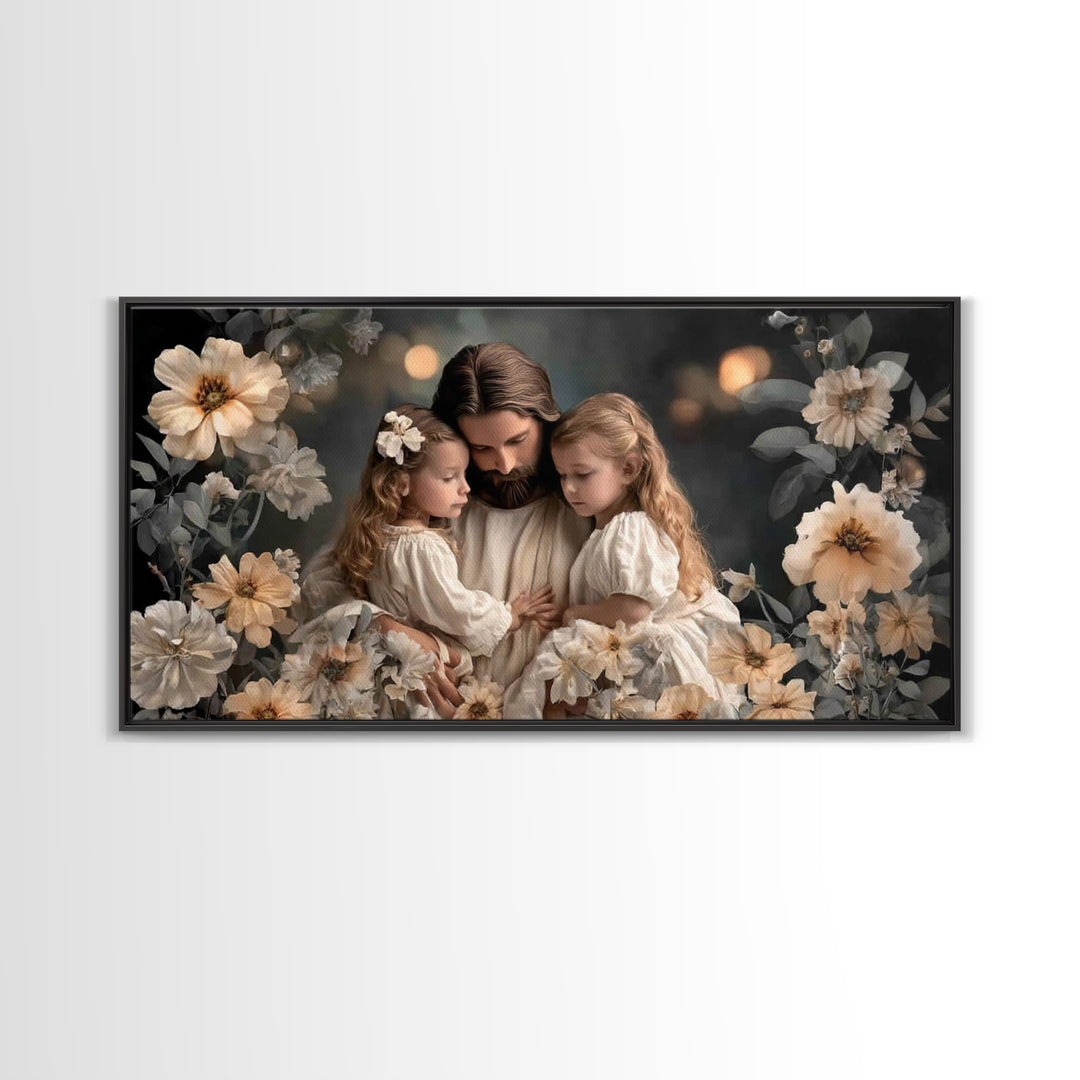 Tender Peace – Framed Canvas Print – Christian Wall Art – Christian Art Canvas – Jesus Painting – Christian Decor – Minimalist Christian Ar