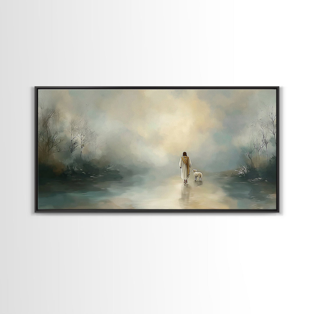 Shepherd’s Path | Framed Canvas Print | Christian Art Canvas | Jesus Painting | Christian Wall Art | Christian Decor For Home | Subtle Chri